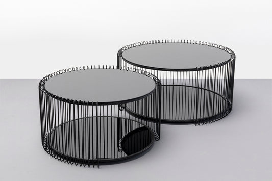 Nagy Fekete Wire Double Dohányzóasztal(2db)