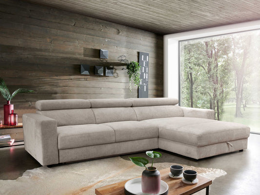 Nápoly L alakú ülőgarnitúra ágyfunkcióval, ágyneműtartóval